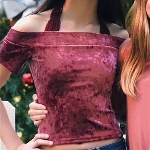 Forever 21 Velvet Off Shoulder Crop Top